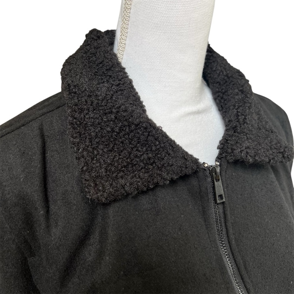 Jade & Ivy Black Faux Suede Coat with Faux Fur Collar Size M - NWT - Picture 2 of 8